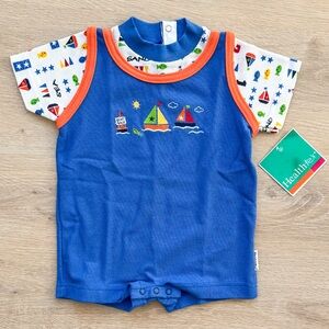 Boat Race Sailboat Nautical Vtg Healthtex Romper Youth Size (18M)
